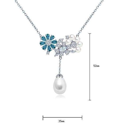 Colier Flowers Sky Blue & Pearls [3]