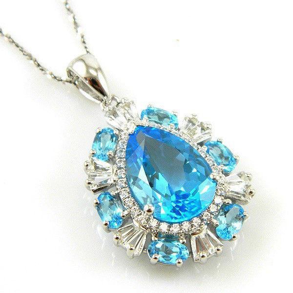 Colier Luxury Blue Topaz 9 carate - pietre pretioase naturale Argint 925 [4]