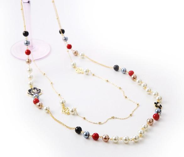 Colier Perle Coco Camelia Vintage Fashion Long [2]