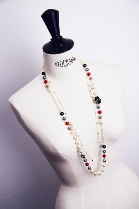 Colier Perle Coco Camelia Vintage Fashion Long [3]