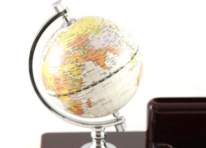 Office Business Desk with Clock & Globe [2]