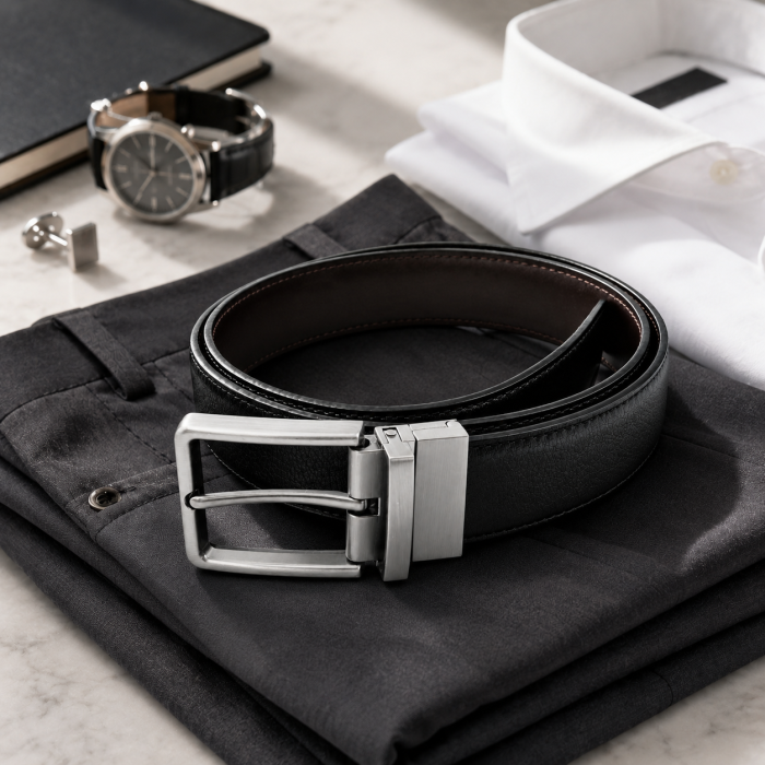 Curea Bărbați Elegantă din Piele Naturala Neagră cu Cataramă Metalică – Cadou Premium pentru El [2]