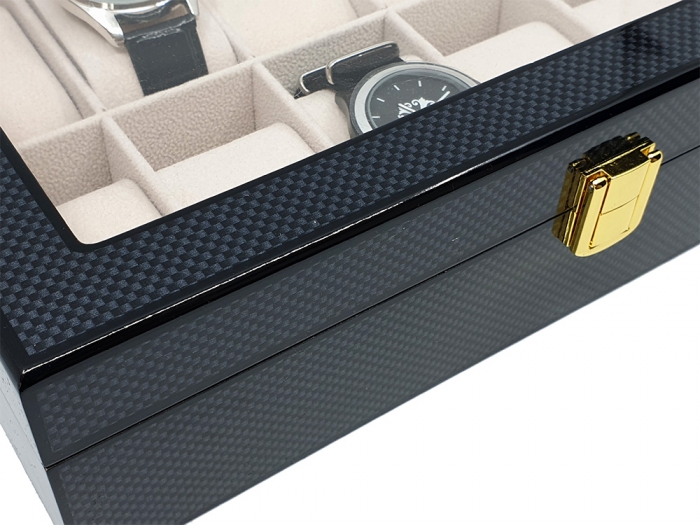 Cutie 12 ceasuri Black Carbon - Personalizare gratuita cu placuta gravata [6]