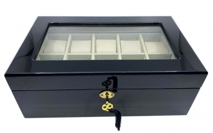 Cutie 10 Ceasuri si Butoni Luxury Black Wood [2]