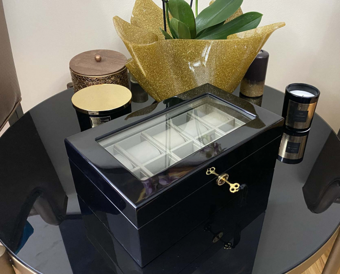 Cutie 10 Ceasuri si Butoni Luxury Black Wood [4]