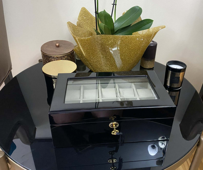 Cutie 10 Ceasuri si Butoni Luxury Black Wood [3]