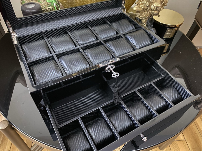 Cutie 16 Ceasuri si Butoni Lux Black Wood [8]