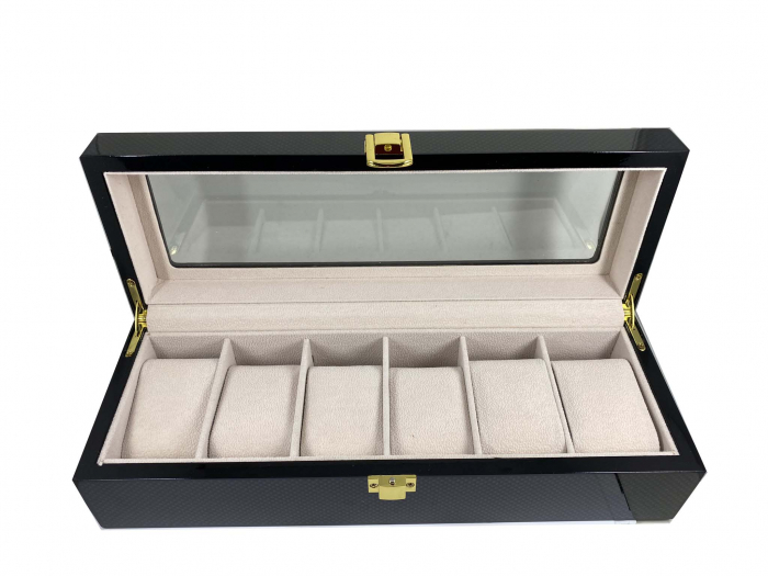 Cutie 6 Ceasuri Lemn Carbon Gentleman [3]