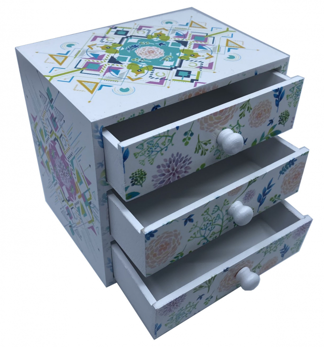 Cutie Bijuterii din Lemn cu 3 Sertare [3]