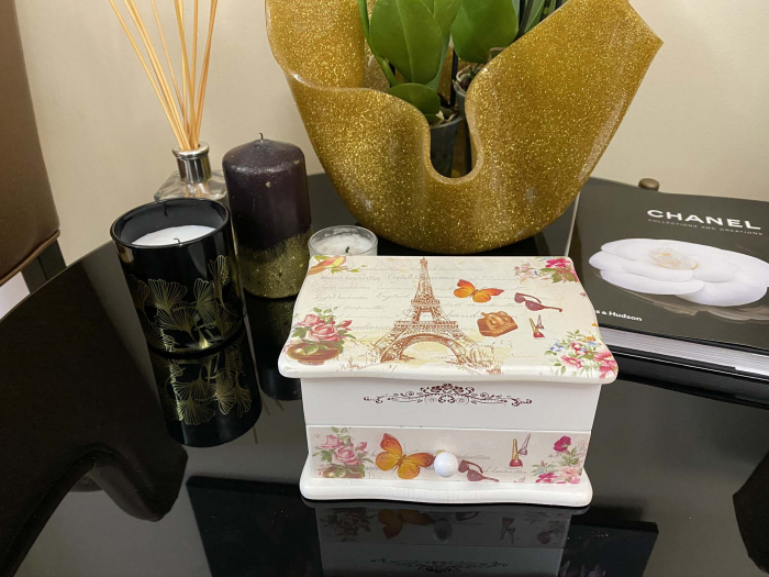 Cutie Bijuterii din Lemn cu 2 Compartimente - Turnul Eiffel [4]