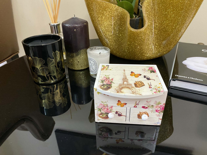 Cutie Bijuterii din Lemn cu 3 Compartimente - Turnul Eiffel [4]