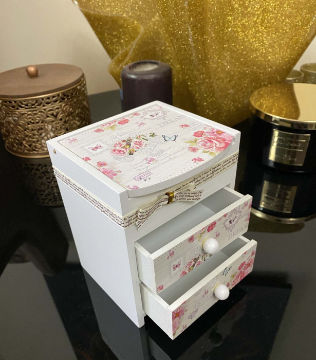Cutie Bijuterii din Lemn cu 3 Sertare - Roses Dream [4]