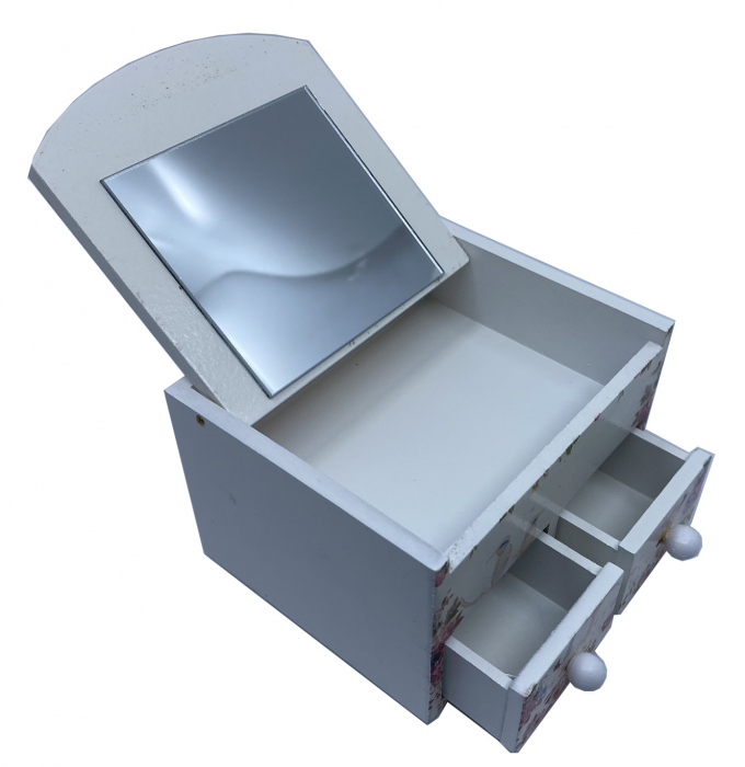 Cutie Bijuterii din Lemn cu 3 Compartimente - Flowers [3]