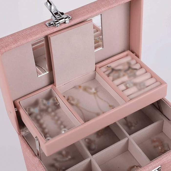 Cutie de Bijuterii cu Cifru – Design Elegant și Compartimentare Dublă [4]
