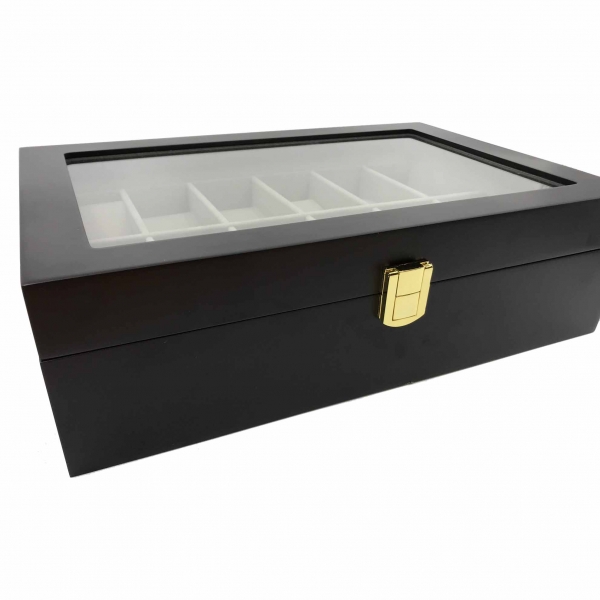 Cutie de 12 Ceasuri Lemn Negru Mat [5]