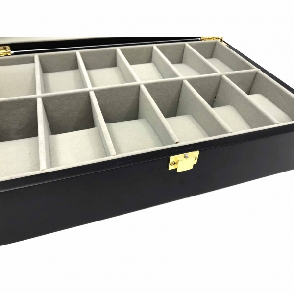 Cutie de 12 Ceasuri Lemn Negru Mat [2]