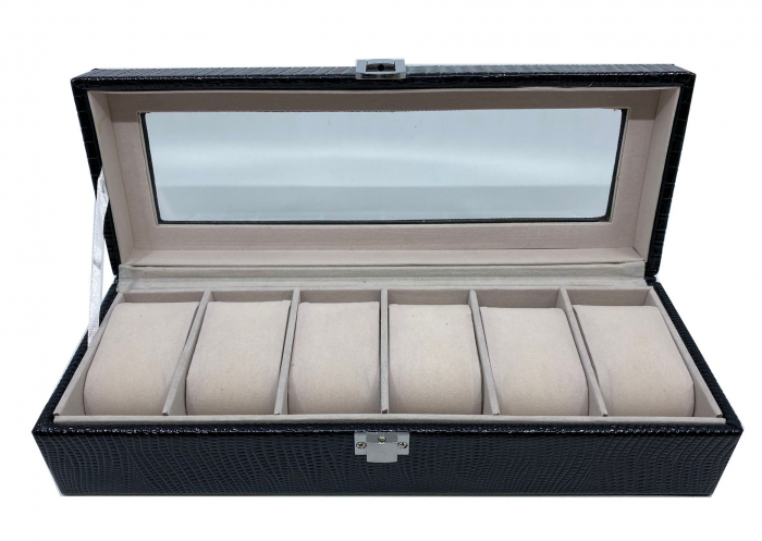 Cutie 6 ceasuri Black Croco [5]