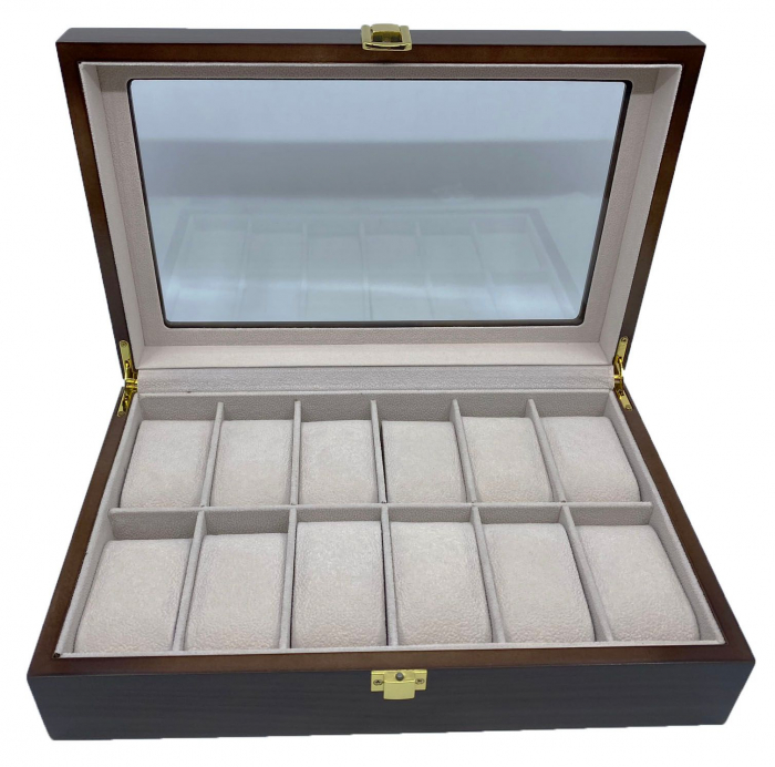 Cutie depozitare 12 ceasuri din lemn Classic Brown [4]