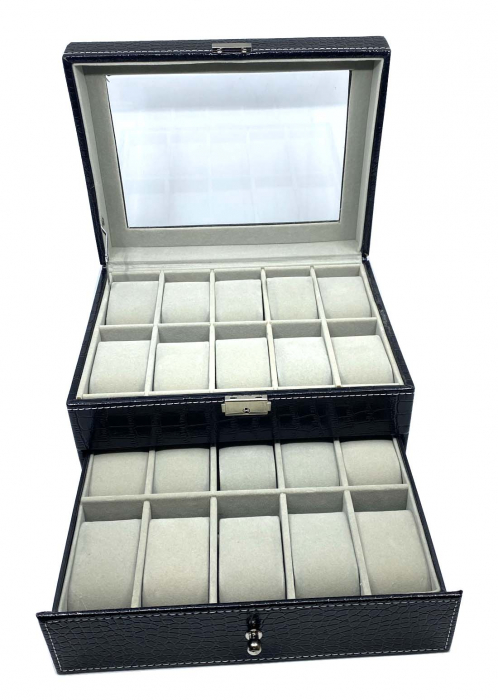 Cutie 20 ceasuri Premium BLACK CROCO LEATHER [3]