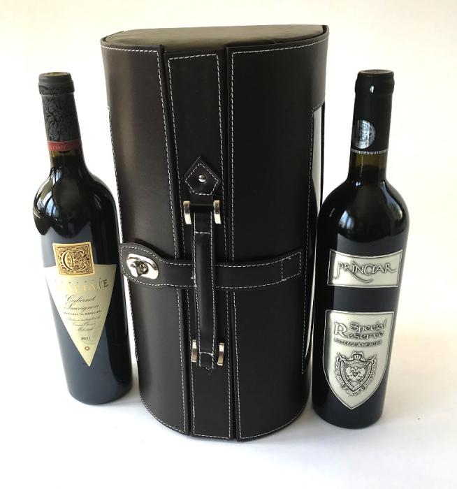 Cutie dubla de Vin de lux din piele [2]