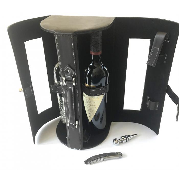 Cutie dubla de Vin de lux din piele [3]