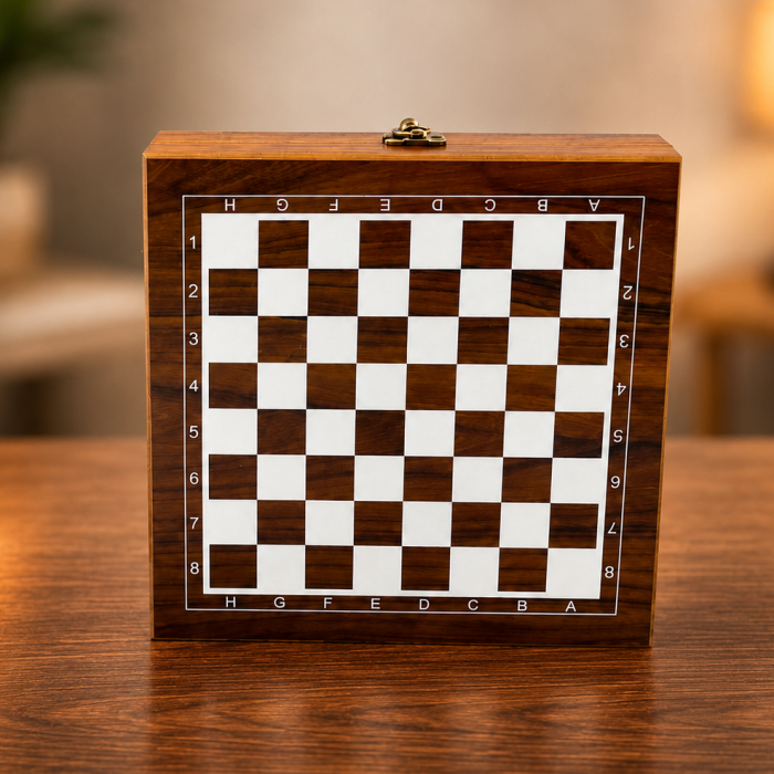 Set de jocuri 4 în 1 cu șah, poker, jetoane și zaruri – cutie elegantă din lemn [3]