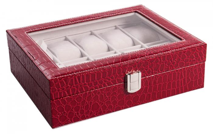Cutie 10 ceasuri cu geam Red Croco [2]