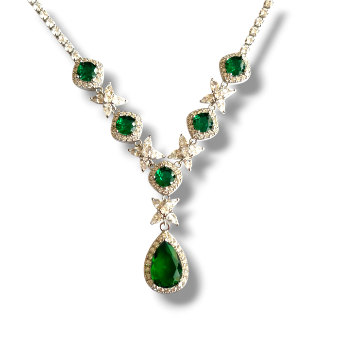 Colier Elegant Verde Smarald cu Cristale [4]