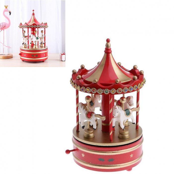 Carusel Mare Craciun Muzical din Lemn 22 cm [1]
