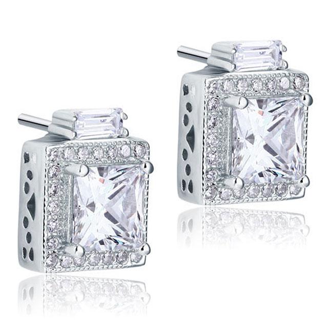 Cercei Borealy Argint 925 Diamonds Halo Square [3]