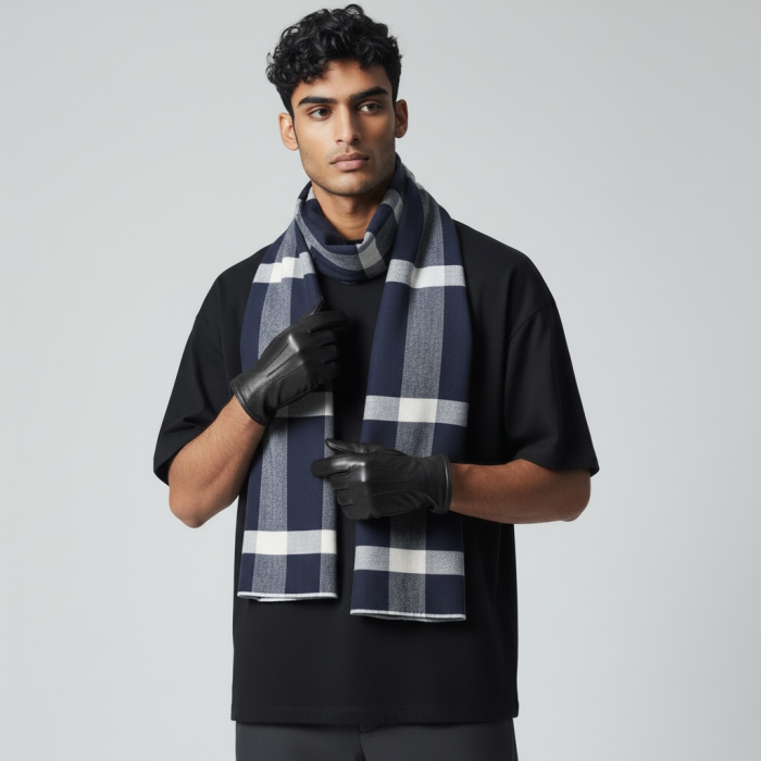 Esarfa Barbati British Elegance Casmir Wool & Manusi Piele Naturala [2]