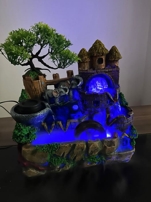 Fântână Feng Shui Elefanți & Castel Medieval cu LED și Abur [2]