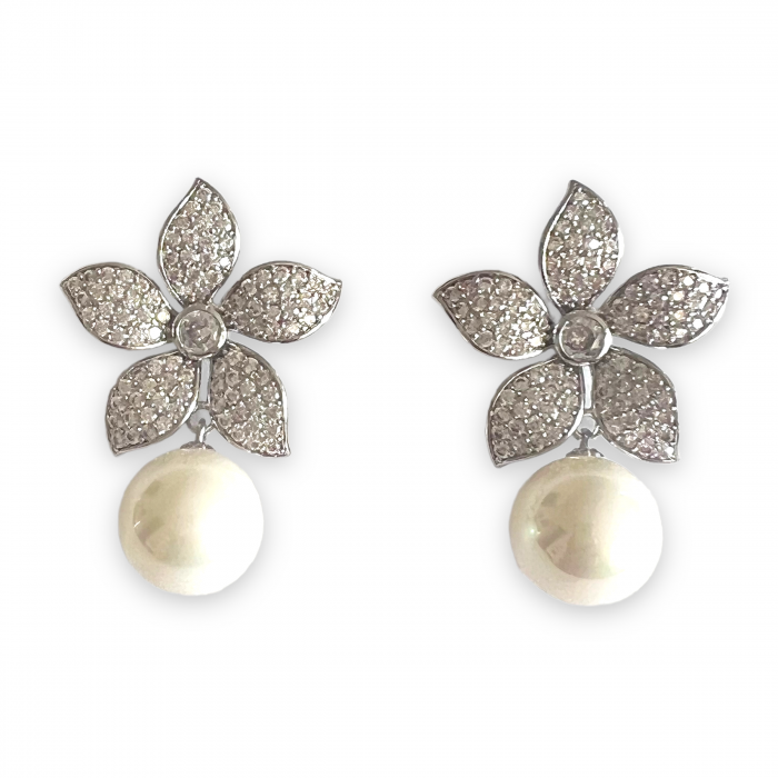 Flower Cercei Pearl Simulated Diamonds [3]