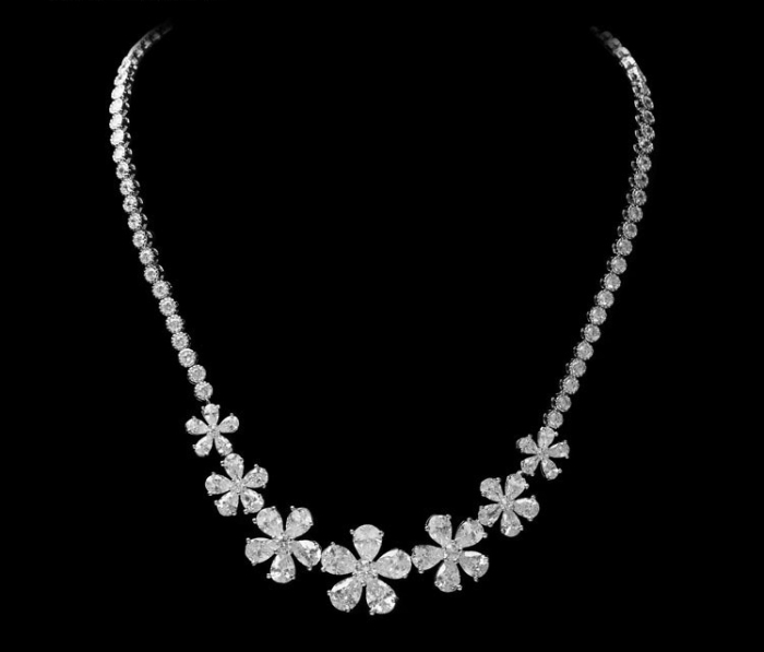 Set Cercei Colier Mireasa Flowers by Borealy [4]