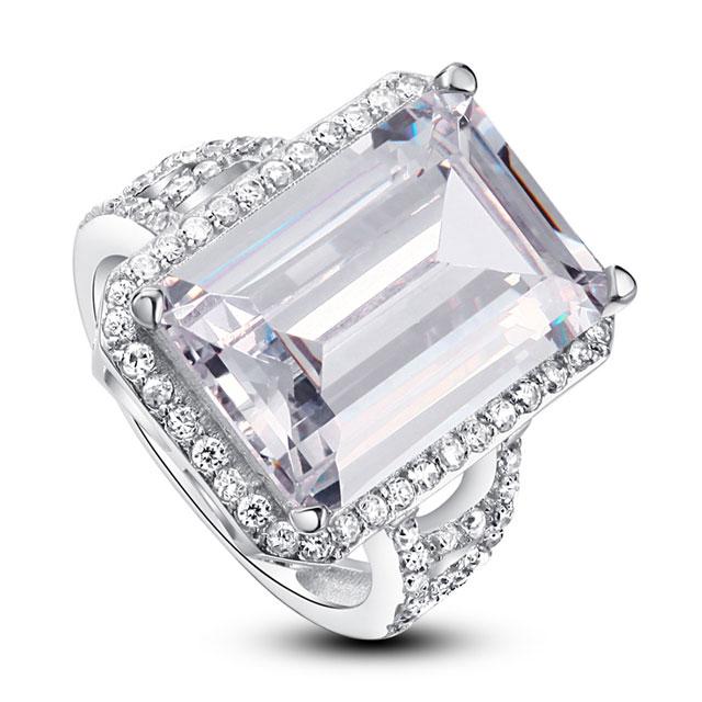 Inel Borealy Argint 925 Simulated Diamond 8.5 Carat Emerald Cut Anniversary Marimea 8 [3]