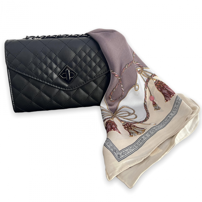 Geanta Black Elegance & Esarfa Matase & Set ceas si bratara Mateo Ferari [5]