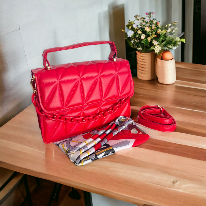 Geanta Red Glam & Esarfa Matase [2]