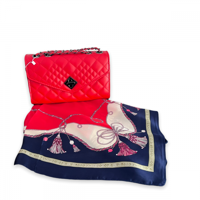 Geanta Lady Red Glamour & Esarfa Matase [2]
