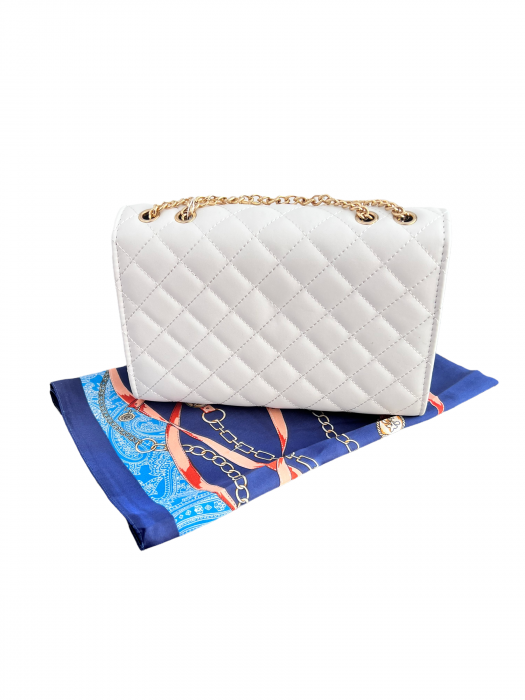 Eva Geanta White Summer Lady & Esarfa Matase Marine [2]