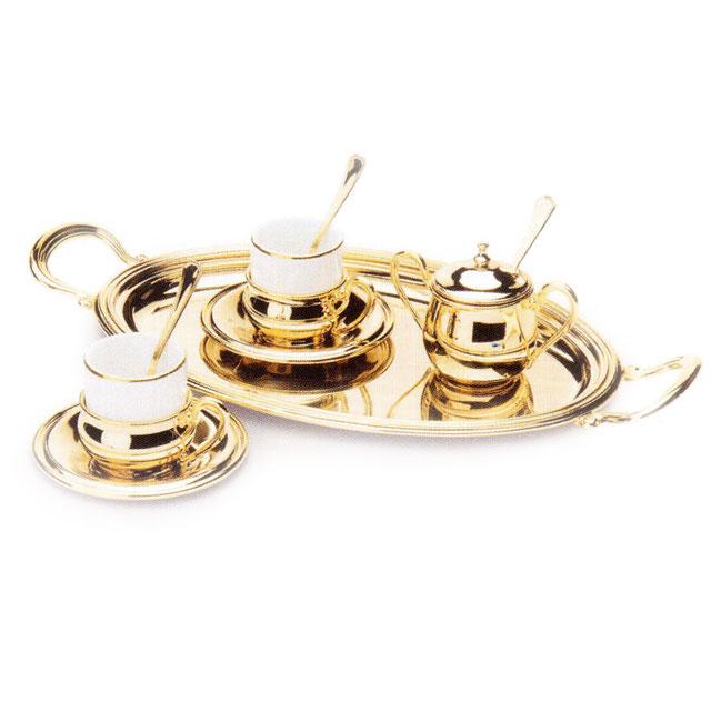 Gold Coffee Set for 2 placat cu aur galben by Chinelli - made in Italy [1]