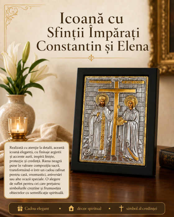 Icoană Argintata Sfinții Împărați Constantin și Elena [3]