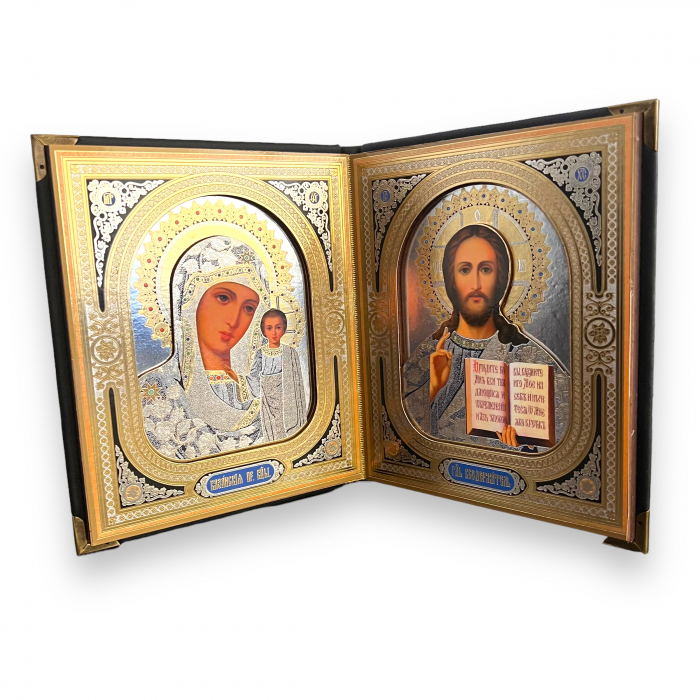 Icoana Dubla Carte 3D Fecioara Maria Ielusalem si Iisus Hristos 19 X 16 cm [2]