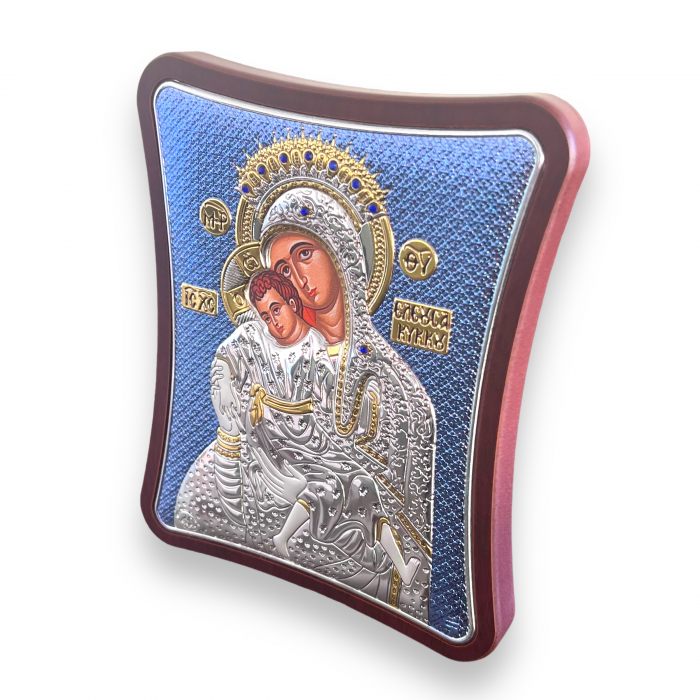 Icoana Fecioara Maria cu Pruncul placata cu argint - Made in Grecia 12,5 cm X 15,5 cm [3]