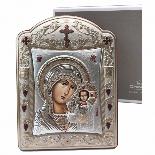 Icoana Fecioara Maria cu Pruncul placata cu aur si argint by Chinelli - Made in Italy 16 x 20 cm [5]