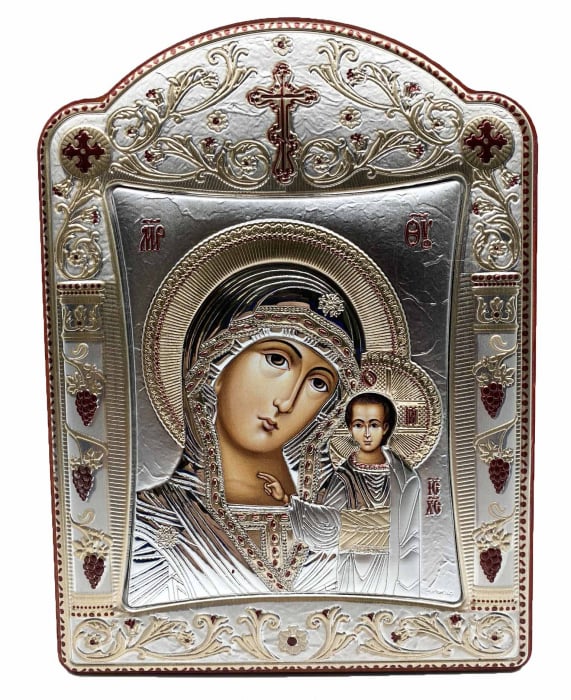 Icoana Fecioara Maria cu Pruncul placata cu aur si argint by Chinelli - Made in Italy 16 x 20 cm [1]