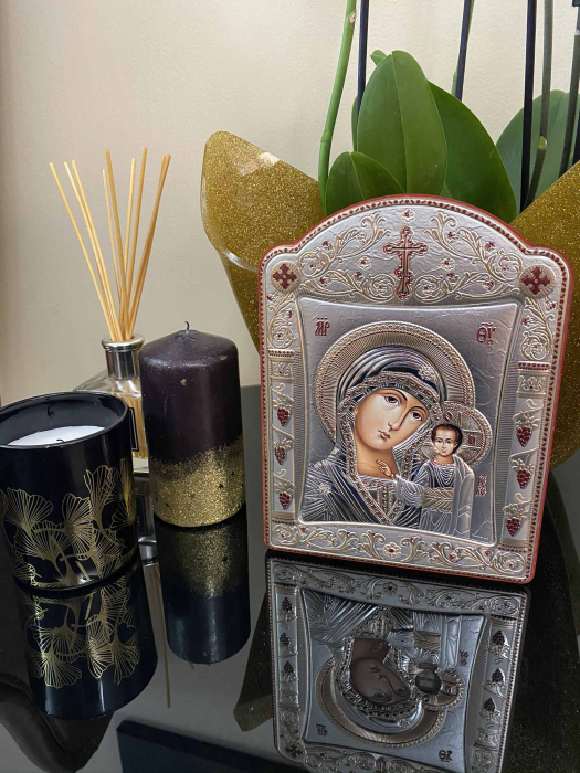 Icoana Fecioara Maria cu Pruncul placata cu aur si argint by Chinelli - Made in Italy 16 x 20 cm [3]