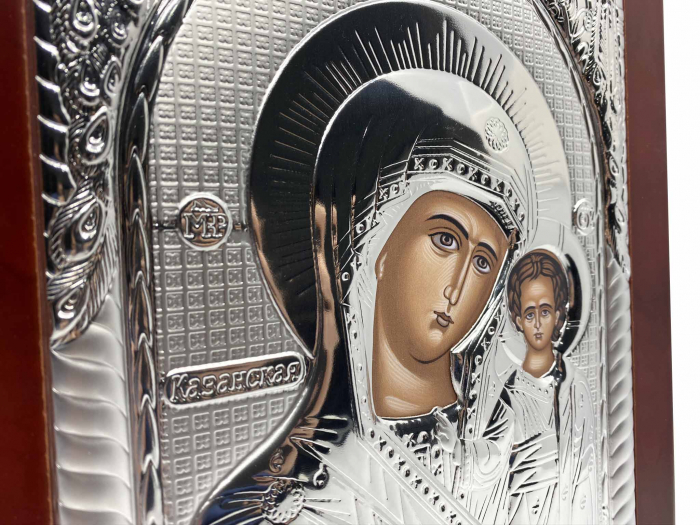Icoana Mare Fecioara Maria cu Pruncul placata cu argint - Made in Grecia 40 x 30 cm [5]