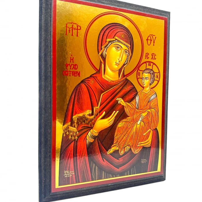Icoana Fecioara Maria cu pruncul Iisus, lemn, 27 x 20 cm [2]
