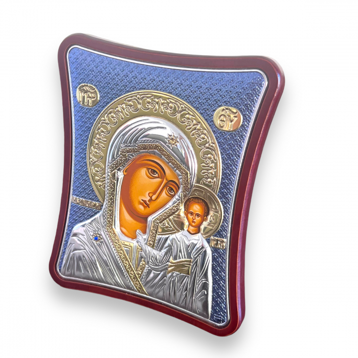 Icoana Fecioara Maria si Pruncul placata cu argint - Made in Grecia - 12,5 x 15,5 cm [2]