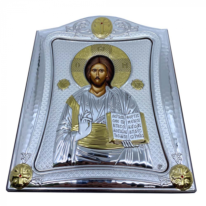 Icoana Iisus Hristos placata cu Argint 21 x 26 cm Made in Grecia [6]